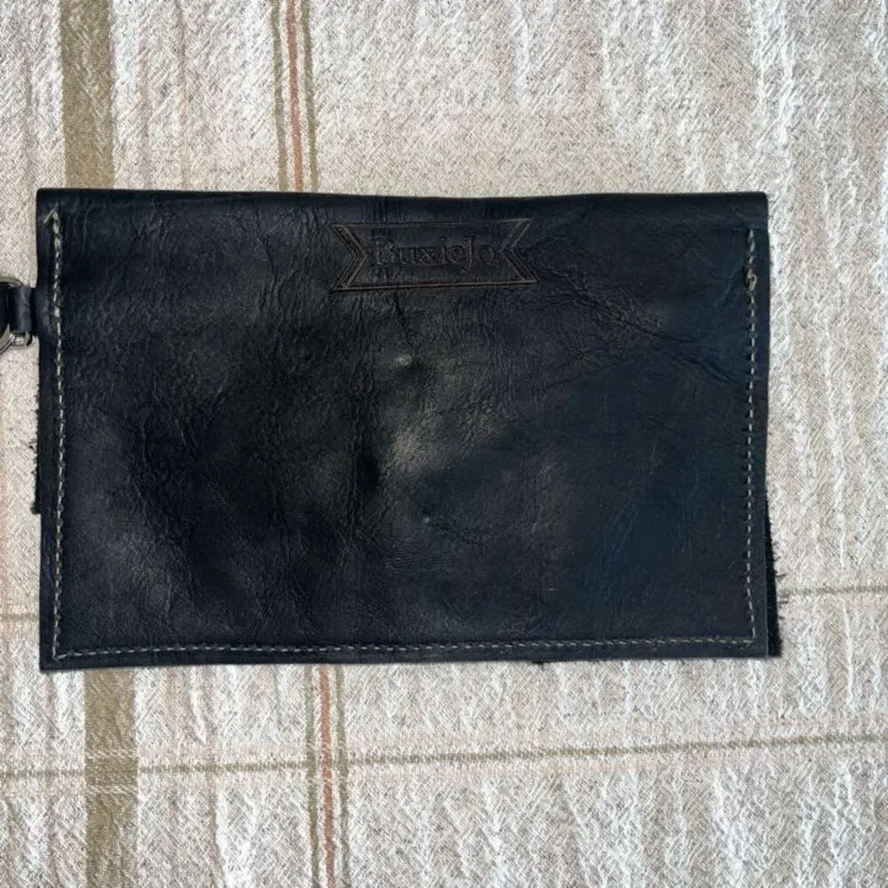 Buxiejo Leather Clutch Wallet Women's Black Gold